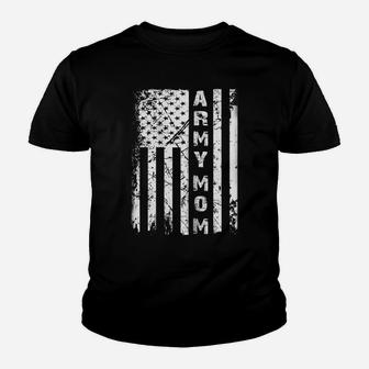 Womens Vintage Army Mom American Flag Tshirt Mothers Day Gift Shirt Youth T-shirt | Crazezy