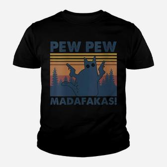Womens Vintage Cats Pew Pew Madafakas Funny Crazy Cat Lovers Youth T-shirt | Crazezy