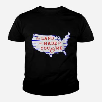 Womens Vintage This Land Was Made For You And Me Usa Flag 4Th July Youth T-shirt | Crazezy