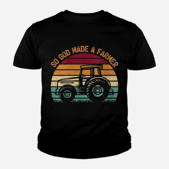Womens Vintage Tractor Driver Retro So God Made A Farmer Youth T-shirt | Crazezy
