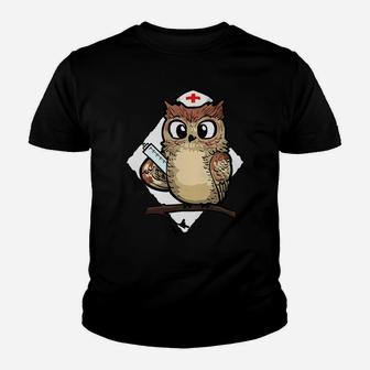 Womens Women Funny Owl Nursing Gift Proud Night Shift Nurse Youth T-shirt | Crazezy AU