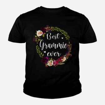Womens Womens Best Grammie Ever Flower Wreath Grandma - Mothers Day Youth T-shirt | Crazezy