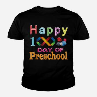 Words Happy 100Th Day Of Preschool Teacher Student Shirt Youth T-shirt | Crazezy UK