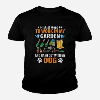 Work In My Garden And Hangout With My Dog Youth T-shirt | Crazezy AU
