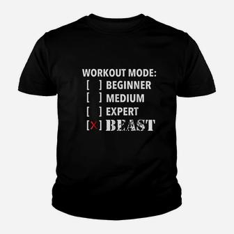 Workout Mode Beast Level Selected Workout Youth T-shirt | Crazezy