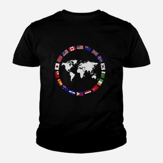 World Map Country Flag Atlas Youth T-shirt | Crazezy