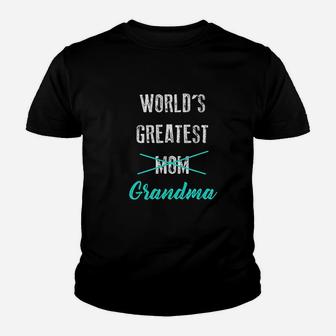 Worlds Greatest Mom Grandma Youth T-shirt | Crazezy CA