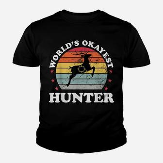 Worlds Okayest Hunter Deer Bow Hunting Funny Dad Mens Gift Youth T-shirt | Crazezy DE