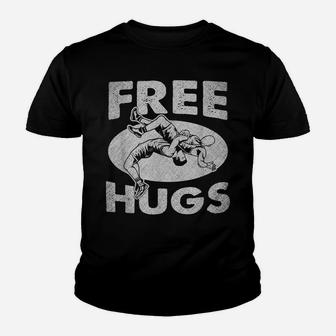 Wrestling Shirts - Funny Free Hugs Wrestling Youth T-shirt | Crazezy UK