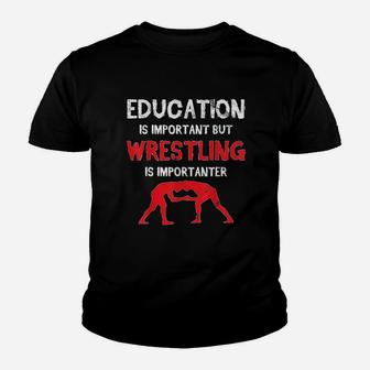 Wrestling Wrestler Sport Education Important Funny Vintage Youth T-shirt | Crazezy