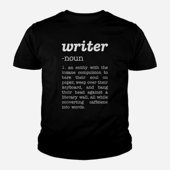 Writer Funny Noun Definition Book Author Novelist Poet Gifts Youth T-shirt | Crazezy