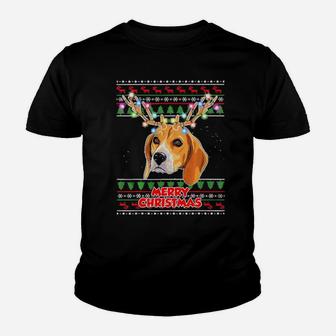 Xmas Beagle With Antler Youth T-shirt - Monsterry DE