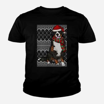 Xmas Bernese Mountain Dog Santa Claus Hat Ugly Christmas Sweatshirt Youth T-shirt | Crazezy