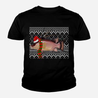 Xmas Fish Santa Hat Hogfish Ugly Christmas Sweatshirt Youth T-shirt | Crazezy