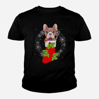 Xmas French Bulldog Stocking Stuffer Funny Youth T-shirt - Monsterry
