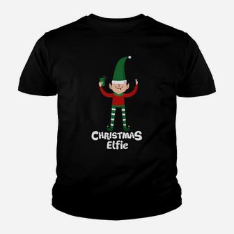 Xmas Holiday Puns Santa Claus Christmas Elf Elfie Selfie Youth T-shirt | Crazezy