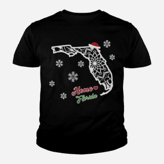 Xmas Home Florida Fractal Mandala State Pride Community Youth T-shirt - Monsterry