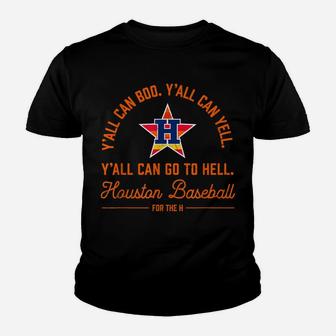Y'all Can Go To Hell Retro Graphic For Houston Baseball Fans Youth T-shirt | Crazezy CA