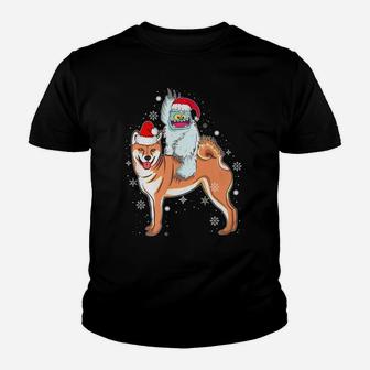Yeti To Party Shiba Inu Santa Hat Christmas Pajama Xmas Gift Youth T-shirt | Crazezy