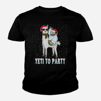 Yeti To Party With Cute Llama Christmas Pajama Xmas Gift Youth T-shirt | Crazezy