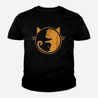 Yin And Yang Balance Cat Youth T-shirt | Crazezy