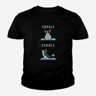 Yoga Inhale Exhale Funny Dog Youth T-shirt | Crazezy
