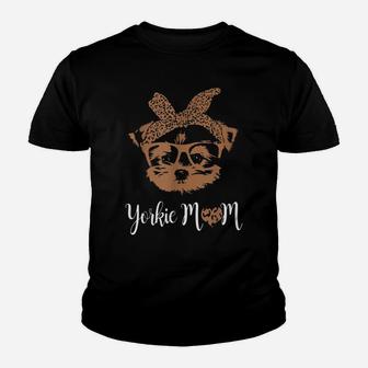 Yorkie Mom Leopard Print Dog Lovers Mother Day Youth T-shirt | Crazezy DE