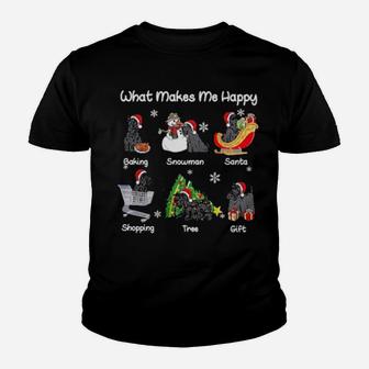 Yorkie What Makes Me Happy Baking Snowman Santa Shopping Tree Youth T-shirt - Monsterry CA
