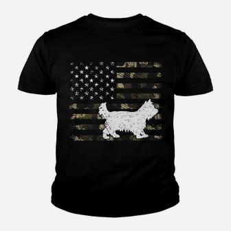 Yorkiepoo Dog Dad Mom Camouflage Usa Flag Youth T-shirt | Crazezy
