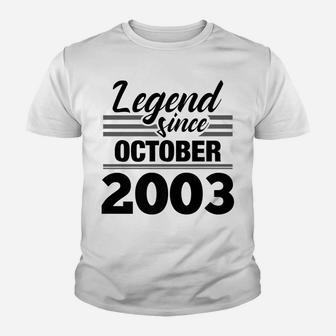 16Th Birthday Gift Legend Since October 2003 Youth T-shirt | Crazezy