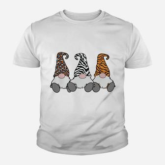 3 Nordic Gnomes Animal Print Leopard Zebra Tiger Stripes Youth T-shirt | Crazezy