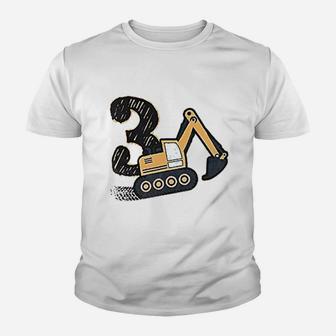 3Rd Birthday Construction Party 3 Years Old Youth T-shirt | Crazezy UK