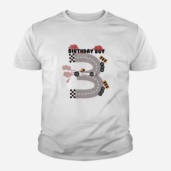 3Rd Birthday Party Race Car Youth T-shirt | Crazezy