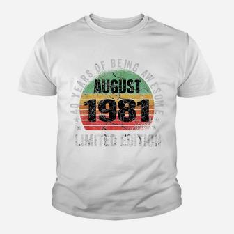 40Th Birthday August 1981 Vintage Men Women 40Years Old Gift Youth T-shirt | Crazezy