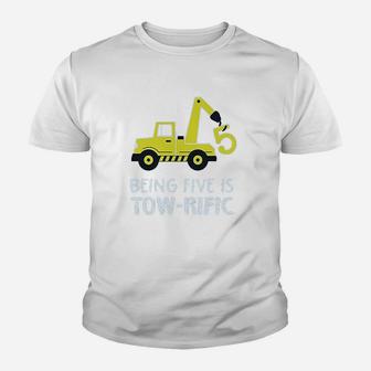 5Th Birthday Tractor Construction Party Youth T-shirt | Crazezy CA