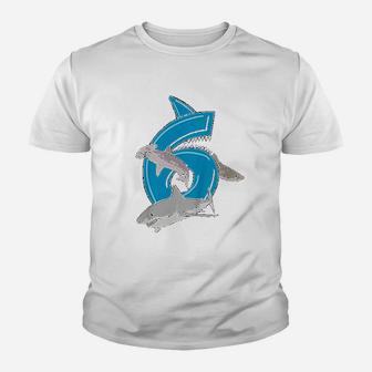 6Th Birthday Great White Shark Youth T-shirt | Crazezy UK