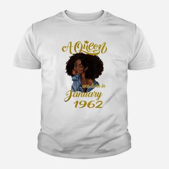 A Queen Was Born In January 1962 59Th Birthday Gift Youth T-shirt | Crazezy