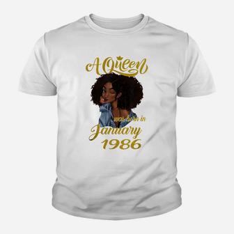 A Queen Was Born In January 1986 35Th Birthday Gift Youth T-shirt | Crazezy