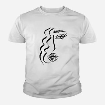 Abstract Line Art Drawing Sketch Portrait Face Eye Lips Hair Youth T-shirt | Crazezy