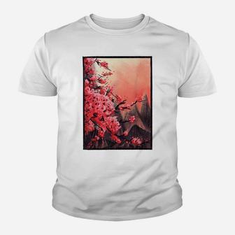 Aesthetic Japanese Blossom Vintage Cherry Flower Youth T-shirt | Crazezy AU