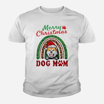 Akita Inu Santa Dog Mom Boho Rainbow Funny Christmas Raglan Baseball Tee Youth T-shirt | Crazezy DE