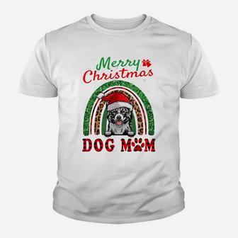 Akita Santa Dog Mom Boho Rainbow Funny Christmas Youth T-shirt | Crazezy
