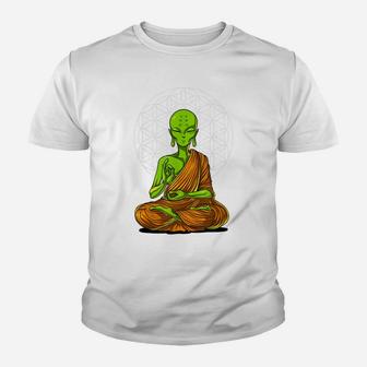 Alien Yoga Meditation Buddha Ufo Zen Cosmic Flower Of Life Youth T-shirt | Crazezy UK