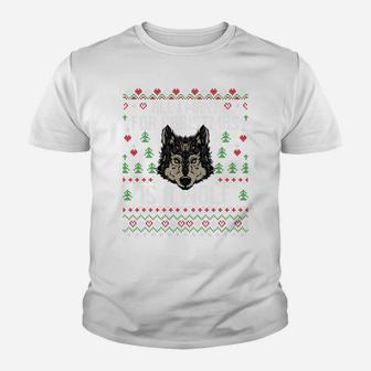 All I Want For Christmas Is A Wolf Ugly Xmas Lover Sweater Sweatshirt Youth T-shirt | Crazezy UK