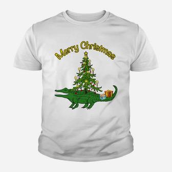 Alligator Gator With Xmas Tree Gifts Holiday Merry Christmas Sweatshirt Youth T-shirt | Crazezy CA