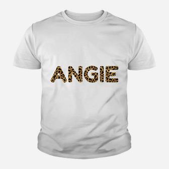 Angie Leopard Print Funny Personalized Name Birthday Gift Youth T-shirt | Crazezy
