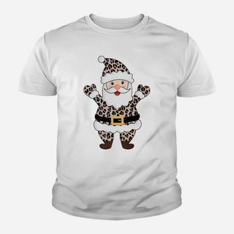Animal Leopard Print Santa Claus Pattern Christmas Xmas Gift Youth T-shirt | Crazezy