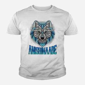 Anishinaabe Wolf Spirit Animal Native American Anishinaabe H Youth T-shirt | Crazezy CA