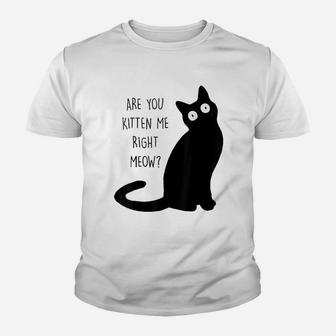Are You Kitten Me Right Meow Cat Lover Youth T-shirt | Crazezy