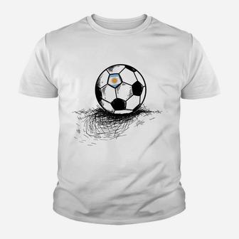 Argentina Soccer Ball Flag Jersey Shirt Argentinian Football Youth T-shirt | Crazezy